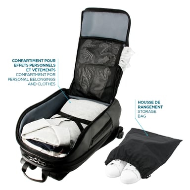 Zaino da viaggio professionale 48h 30L, bagaglio a mano compatibile con computer da 14-15,6'', borsa da cabina idrorepellente, multitasche, ergonomica, nero