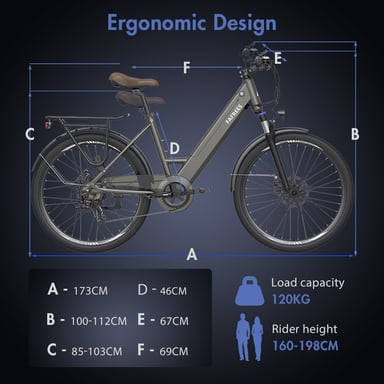 Bicicletta elettrica da città Fafrees F26 Pro, motore da 250 W, batteria integrata da 36 V 14,5 Ah, connessione tramite APP