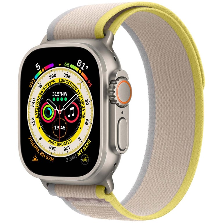 Bracelet Trail Loop pour Apple Watch Series 1 t/m 11 / SE / Ultra (44/45/46/49 mm) - Taille S/M - Jaune / Beige - Neuf