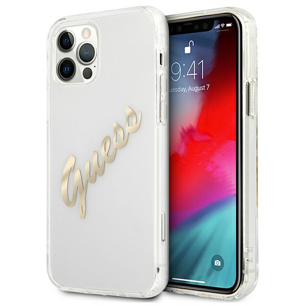 Étui Guess Pour Iphone 12 12 Pro 6.1 Coque Rigide Finition Or Transparente