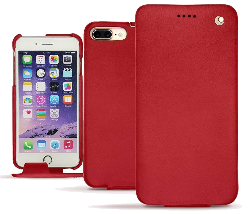 Housse cuir Apple iPhone 7 Plus - Rabat vertical - Rouge troupelenc - NOREVE