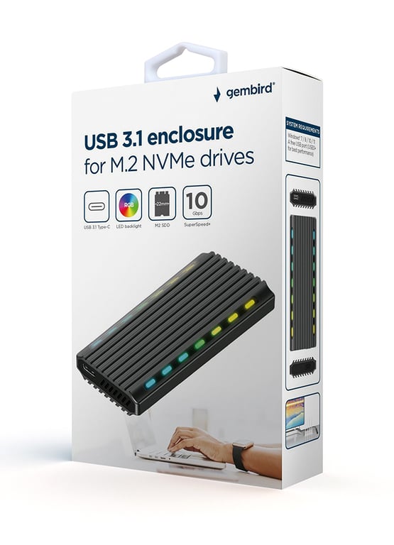 Gembird EE2280 U3C 03 Boîtier de disques de stockage Enceinte ssd .2 Neuf - vue 2