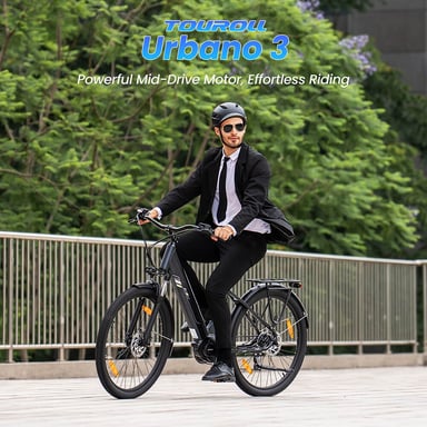 Bicicleta Eléctrica Touroll Urbano 3, Motor Central 250W Par 70Nm, Batería 468Wh Autonomía 120km, Frenos Hidráulicos, Shimano 7 Velocidades, Bicicleta Urbana