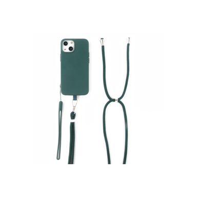 JAYM - Custodia in silicone verde abete per Apple iPhone 14 Pro - Collo e cinturino inclusi - Fodera 100% microfibra