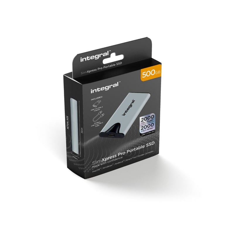 Integral SLIMXPRESS PRO SSD 500 Go externe portable USB 3.2 Gen 2x2 USB C connecteur - vue 2