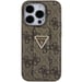 Custodia Guess per iPhone 15 6.1'' marrone Custodia rigida Grip Stand 4G Triangle Strass