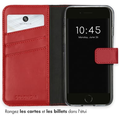 Selencia 7G13934104 coque de protection pour téléphones portables 11,9 cm (4.7'') Étui avec portefeuille Rouge Apple iPhone SE (2022), iPhone SE (2020), iPhone 8, iPhone 7, iPhone 6s, iPhone 6