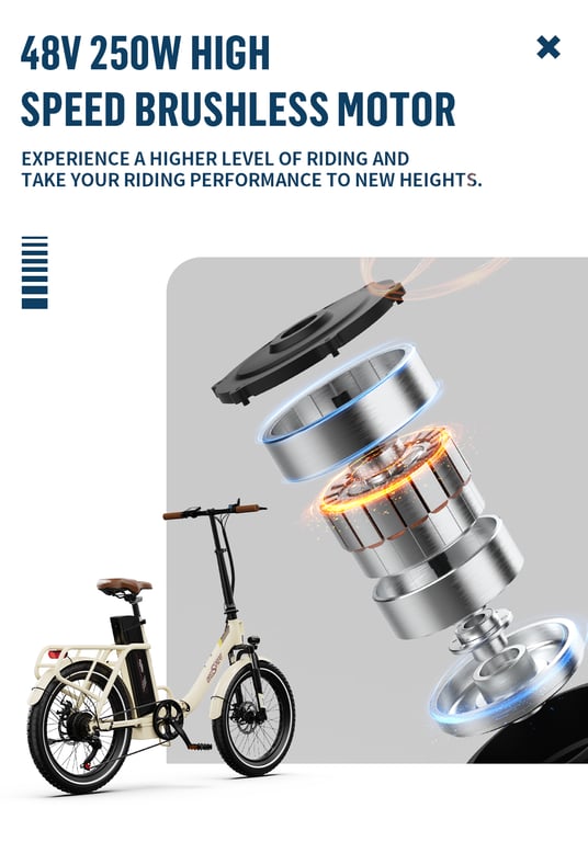 Vélo électrique Onesport OT16 pliable 48V 17AH pneus larges 20*3.0 25 kmh déplacements urbains nouveaux modèles 2025 Neuf - vue 5