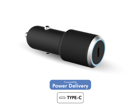 Cargador de coche USB C PD 25W Power Delivery Garantía de por vida Negro Force Power Lite