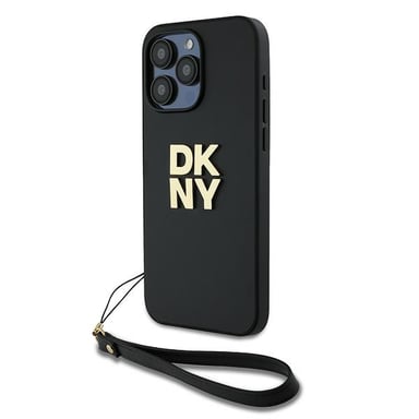 Custodia DKNY per iPhone 15 Pro Max 6,7'' nero Custodia rigida Cinturino da polso Logo Stock