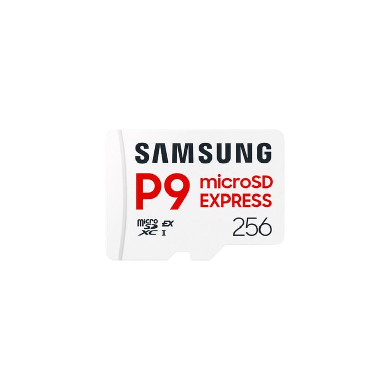 Carte mémoire Samsung Micro SDXC P9 express classe U3 V30 A1 PCIe Gen3.0x1 NVMe 1.3 Lecture SD Express 800 Mo/ UHS I 90 Mo/ 6 Prot intégré MB MK256TWW - vue 2