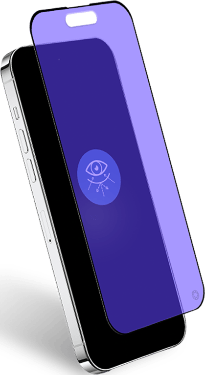 Protège écran pour iPhone 16 Plus / 15 Plus / 14 Pro Max Anti Lumière Bleue 2.5D Verre organique + Garantie à vie - Certifié GRS Force Glass - Neuf