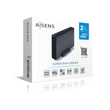 AISENS ASE-3530B Boîtier de disques de stockage Boîtier HDD Noir 3.5''