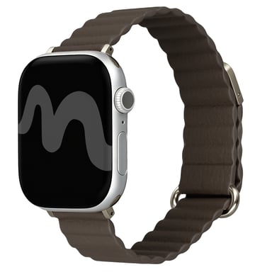 imoshion Bracelet magnétique en cuir synthétique pour Apple Watch | 38/40/41/42 mm - Marron foncé