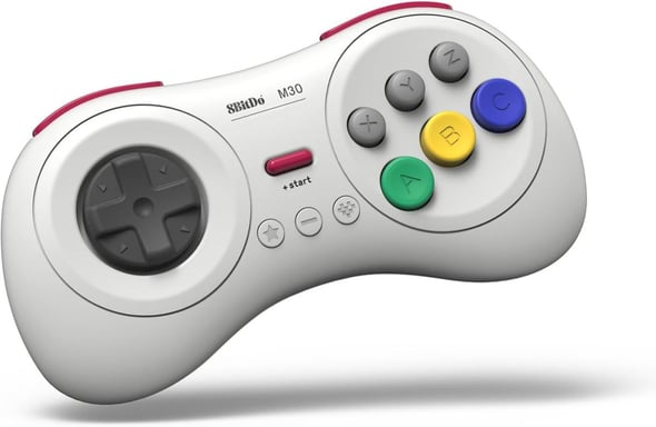 Mando Bluetooth de 8 botones 8bitdo M30, blanco compatible con Switch, Android y PC