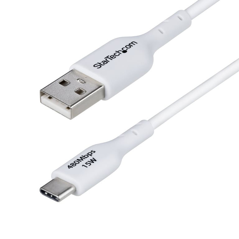 StarTech.com Câble de Charge USB-A vers USB-C de 1m, Charge et Synchronisation, 3A, USB 2.0, Gaine TPE - Cordon de Charge USB Blanc - Neuf