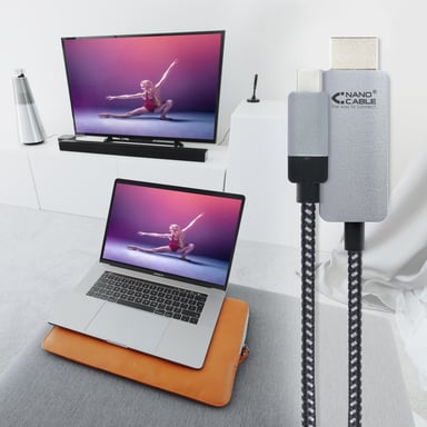 Nanocable 10.15.5102 cavo video e adattatore HDMI USB Type-C da 1,8 m Alluminio, nero
