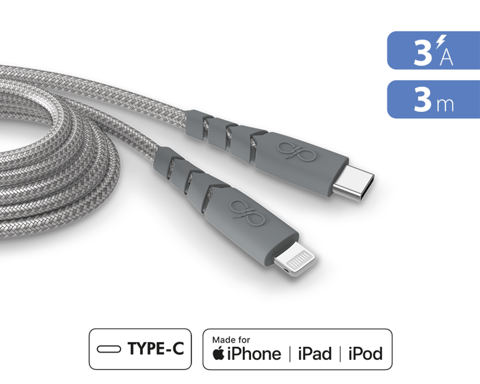 Câble Force Power CBL Ultra renforcé USB C vers Lightning 3m - vue 2