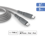Câble Ultra-renforcé USB C/Lightning 3m 3A Garanti à vie Gris - 100% Plastique recyclé Force Power