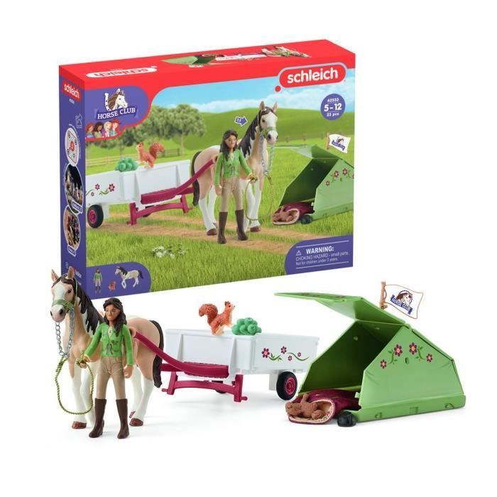 Schleich Aventures au camping de Sarah c avec 23 éléments inclus dont 1 cheval et 1 personnage c figurines