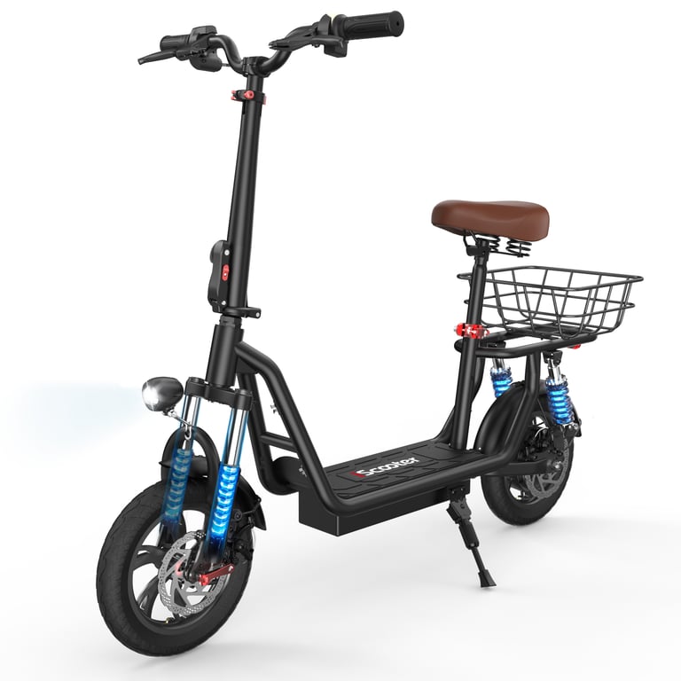 Gunai Trottinette Électrique Iscooter I12 Avec Siège Pour Adultes, 500 W, 12 Pouces, Double Suspension, Pour Les Déplacements En Ville, Avec Panier-Noir