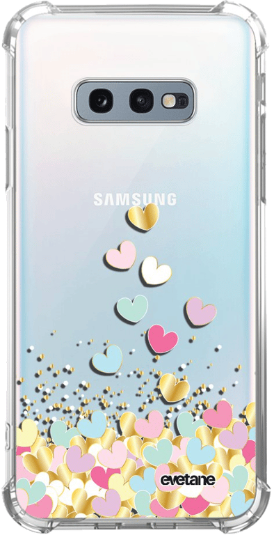 Evetane Coque Samsung Galaxy S10e anti-choc souple angles renforcés transparente Motif Coeurs Pastel