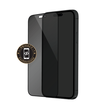 Protector de pantalla privado de cristal templado (100% cobertura de superficie) para Apple iPhone 14 Pro, Negro