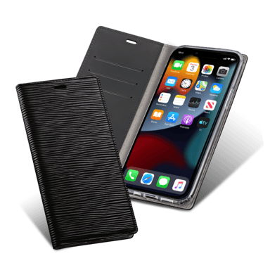 Diarycase 2.0 Guscio in vera pelle con supporto magnetico per Apple iPhone 13, nero notte