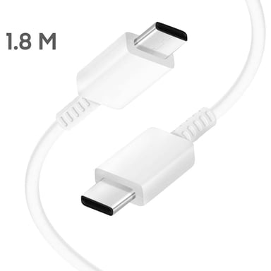 Pack Chargeur Secteur Samsung 45W USB-C avec câble USB-C vers USB-C 1,8m Blanc