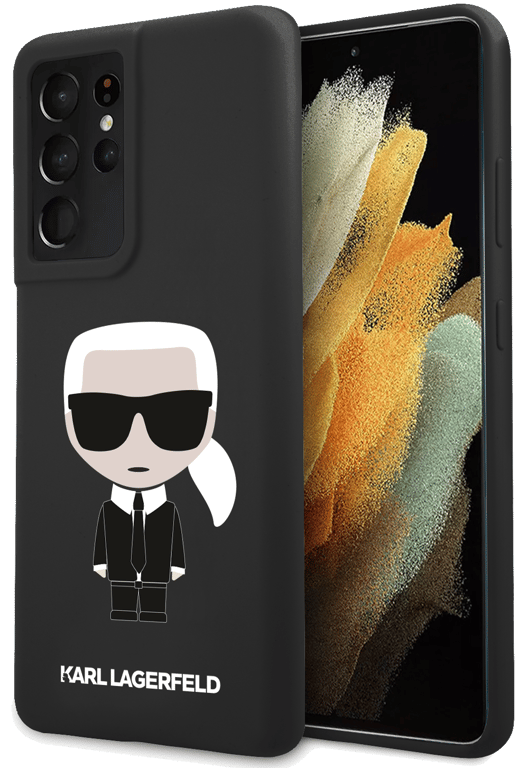 Karl Lagerfeld KLHCS21LSLFKBK Coque de Protection en Silicone pour S21 Ultra G998 Noir Iconic