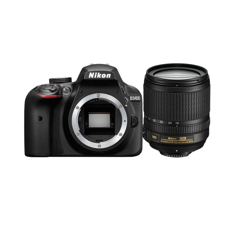 Appareil Photo Reflex Nikon D3400 + AF-S DX 18-105mm f/3.5-5.6G ED VR – 24.2 MP - vue 1
