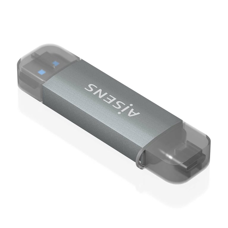 AISENS ASCR 2AC08 GR lecteur de carte mémoire USB 3.2 Gen 1 3.1 Gen 1 Type AType C Neuf