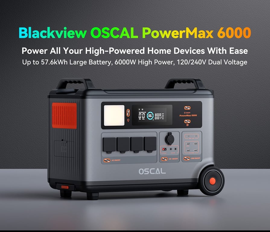 Station électrique portable OSCAL PowerMax 6000 3600Wh LiFePO4 Charge rapide - vue 4