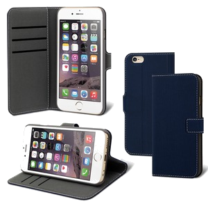 Folio Stand Wallet 3 Cartes Tissu Bleu: Apple Iphone Se/8/7/6S/6