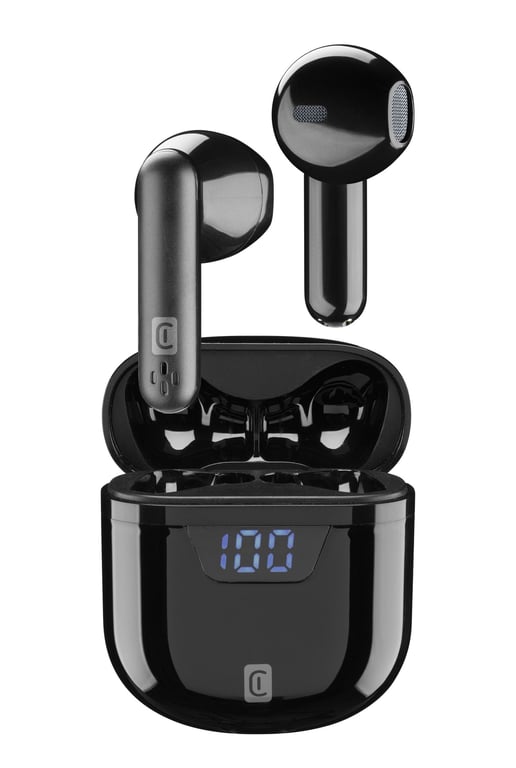 CELLULARLINE Ecouteurs Seek True Wireless Stereo TWS Appels Musique Bluetooth Socle de chargement Noir