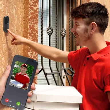 Vídeo timbre Tellur WiFi, 1080P, PIR, con cable, negro