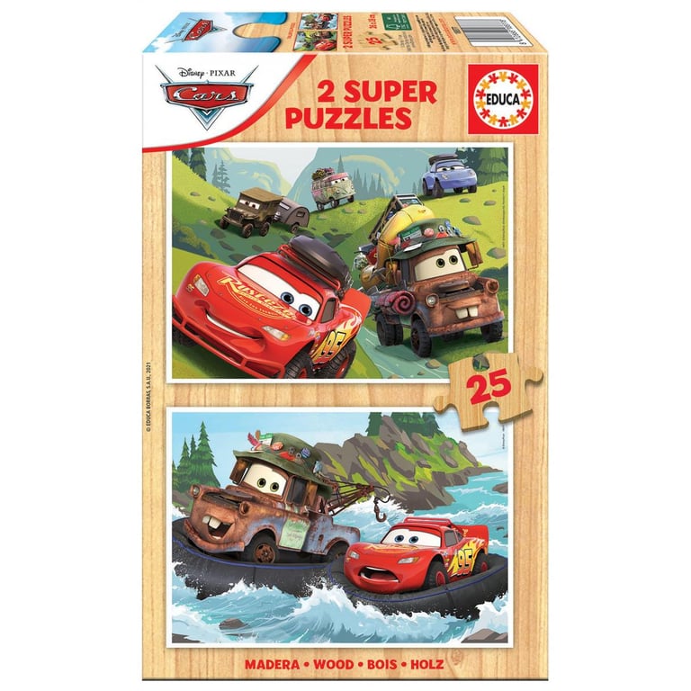 Puzzle en Bois Cars 3 Ensemble de 2 Puzzles de 25 Pièces Neuf