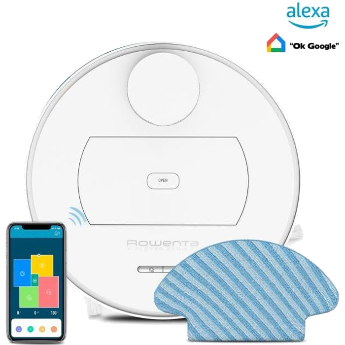 ROWENTA RR7687WH X-Plorer Serie 75 Aspirateur robot Total Care 4en1, Aspire et lave les sols durs, A