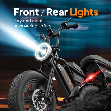 Bicicleta Eléctrica | URLIFE | T16 | 500W 48V13Ah 16'' Frenos de Disco eBike - Negro