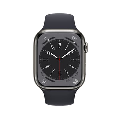Watch Series 8 OLED 45 mm - Cassa in acciaio inossidabile grafite - GPS + Cellulare - Banda sportiva - Mezzanotte