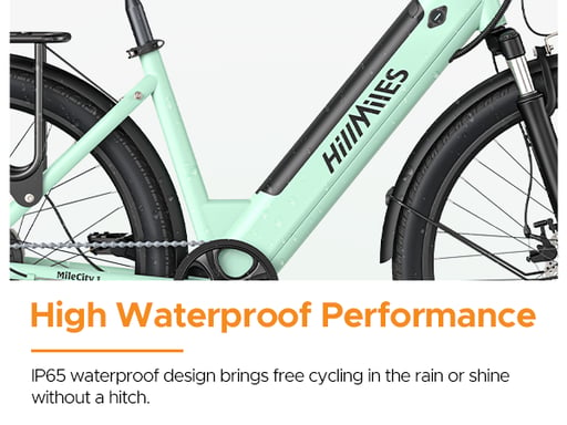 HillMiles MileCity 1 : Vélo électrique urbain 250 W, autonomie de 50 à 100 km, transmission Shimano 7 vitesses, étanchéité IP65, idéal pour les trajets domicile-travail.