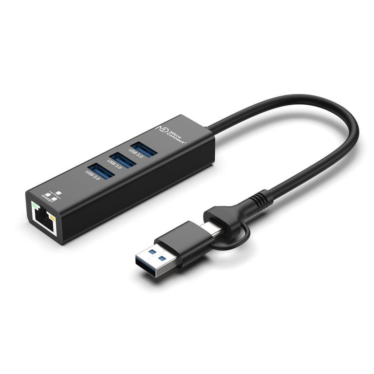 Microconnect USBHUB RJ45 2IN1 hub & concentrateur USB 3.2 Gen 1 3.1 Gen 1 Type A 5000 Mbit/ Neuf