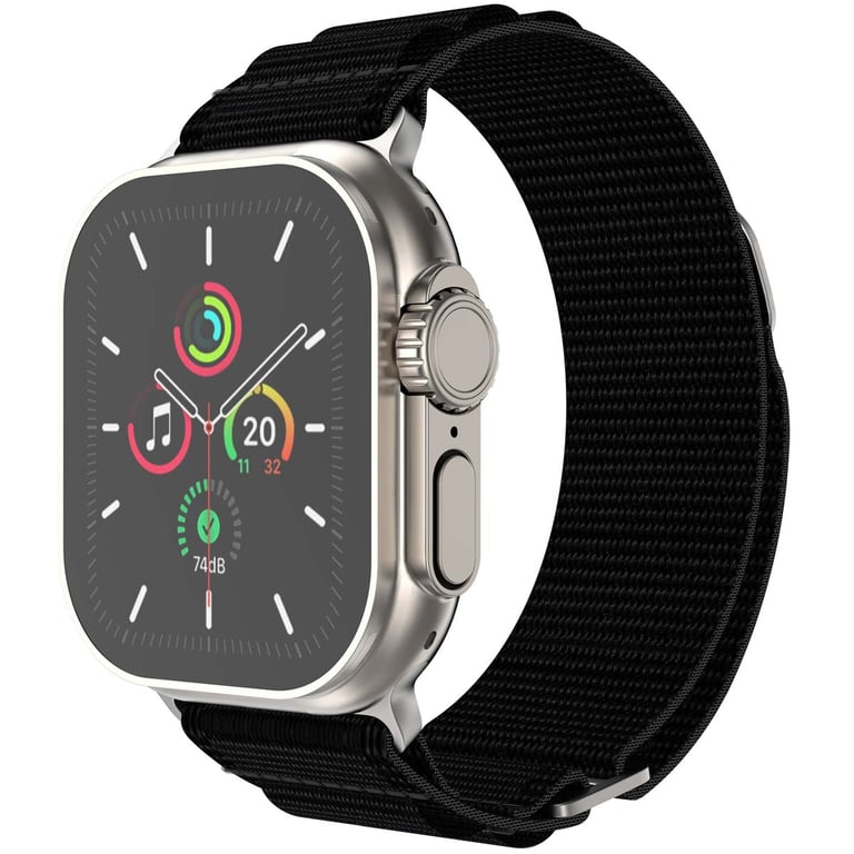 imoshion Bracelet en nylon Alpine pour Apple Watch Series 1 t/m 11 / SE / Ultra (44/45/46/49 mm) - Noir - Neuf
