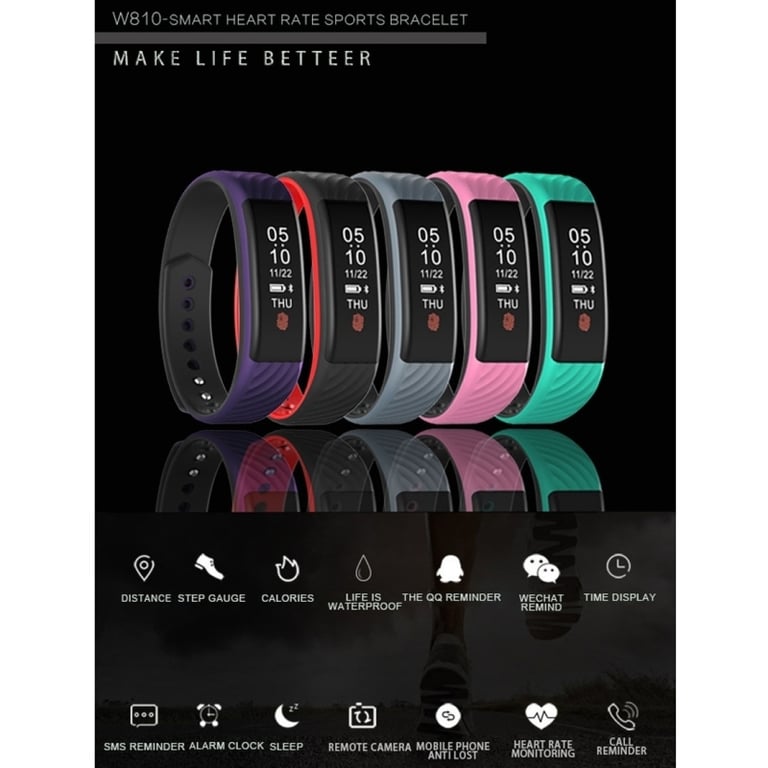 Bracelet Connecté Montre Android iOs Smartwatch Podomètre Etanche IP67 Violet YONIS