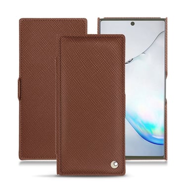 Funda de piel Samsung Galaxy Note10 - Solapa horizontal - Marrón - Piel saffiano