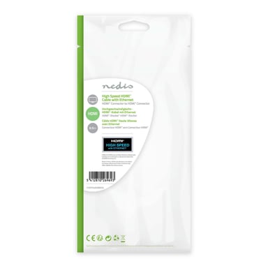 Nedis CVGP34000BK05 Cavo HDMI 0,5 m HDMI Tipo A (Standard) Nero