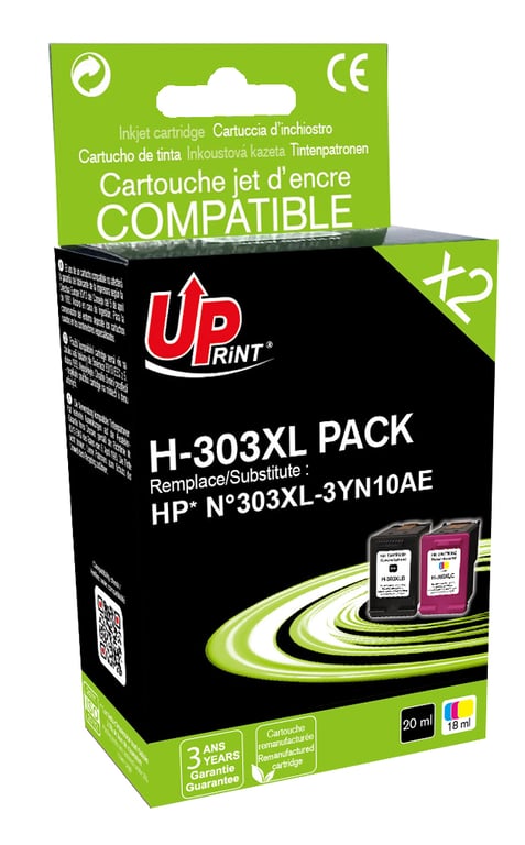 Pack UPrint compatible HP 303 T6N04AET6N03AE et couleur Neuf