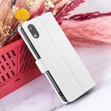 Zanaé Funda tipo cartera para iPhone XR con función de soporte y lengüeta magnética Blanco
