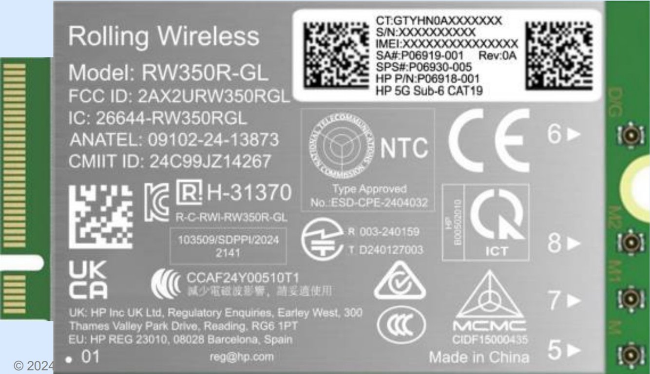 Tarjeta de HP RW350R GL WWAN 5G Interne Wireless Gigabit Business - vue 2