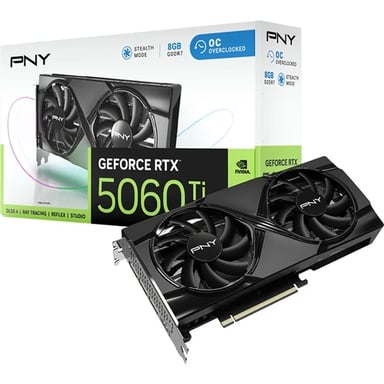 Scheda grafica PNY GeForce RTX 5060 Ti 16 GB GDDR7 Overclockata, Doppia Ventola, NVIDIA Reflex 2, DLSS 4, PCIe 5.0